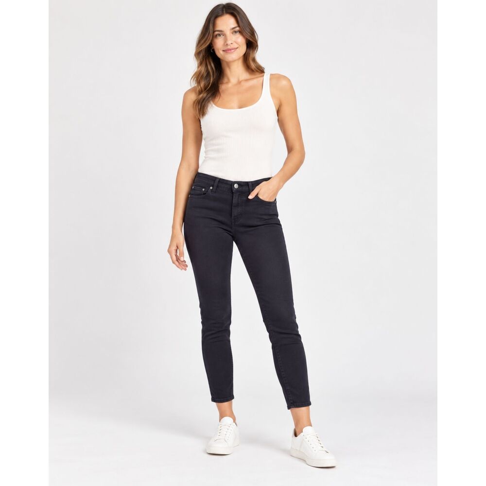 Paige Verdugo Crop Skinny Jeans Black Overdrive Size 25 Everyday Casual Low Rise
